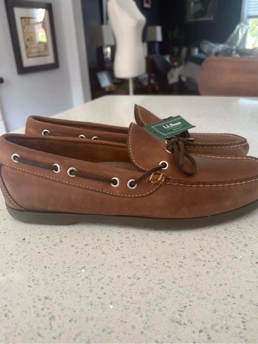L.L.Bean Men’s Handsewn Camp Mocs Size 8.5 W (EE) Cactus Leather NWT